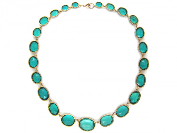 Georgian Graduated Green Paste Necklace