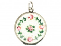 Edwardian Silver & Enamel Roses Locket