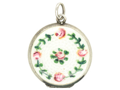Edwardian Silver & Enamel Roses Locket