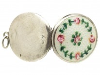 Edwardian Silver & Enamel Roses Locket