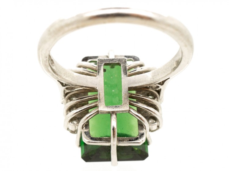 18ct White Gold Tourmaline & Diamond 1950s Ring