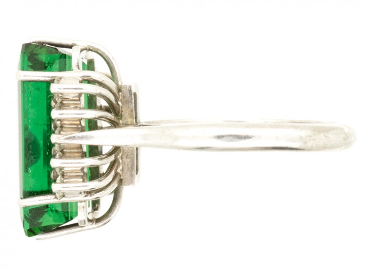 18ct White Gold Tourmaline & Diamond 1950s Ring