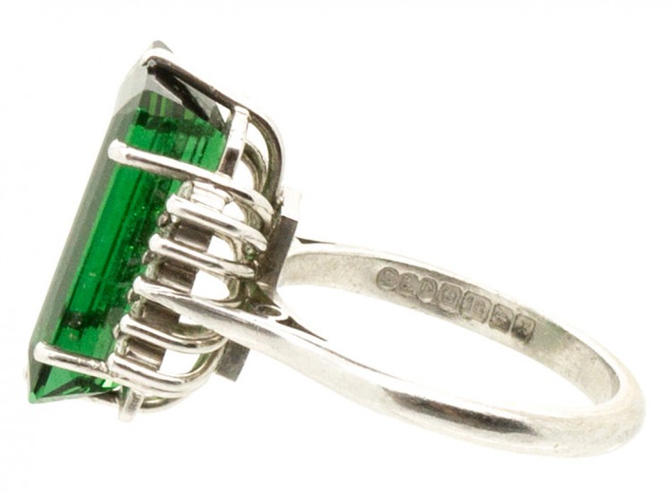 18ct White Gold Tourmaline & Diamond 1950s Ring