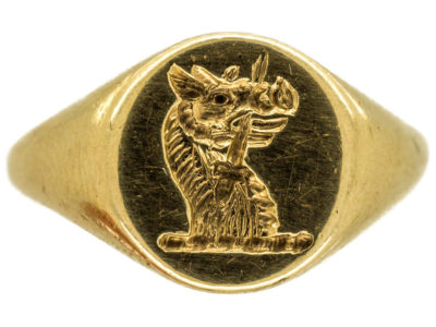 9ct Gold Signet Ring with Griffin Intaglio