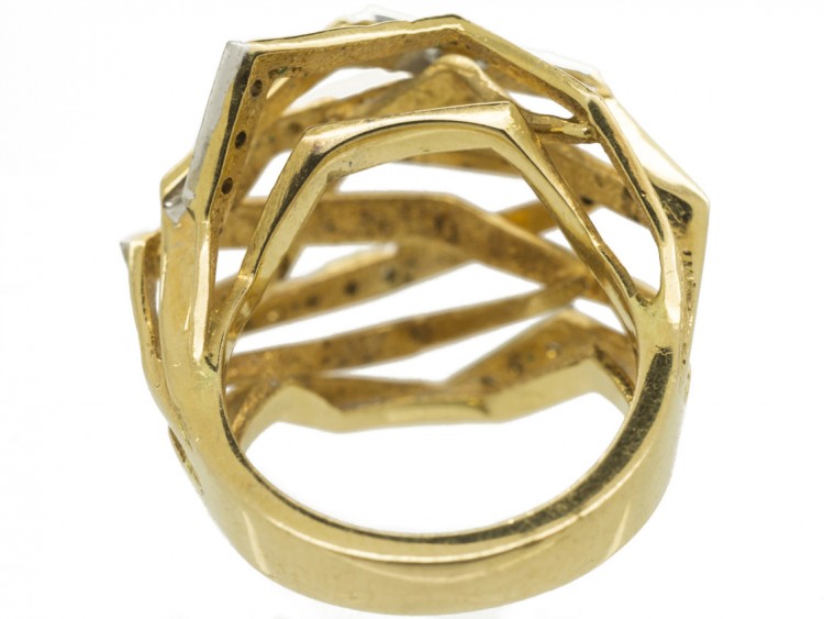 18ct Gold & Diamond 1970s Openwork Ring