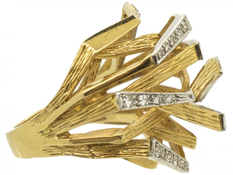 18ct Gold & Diamond 1970s Openwork Ring