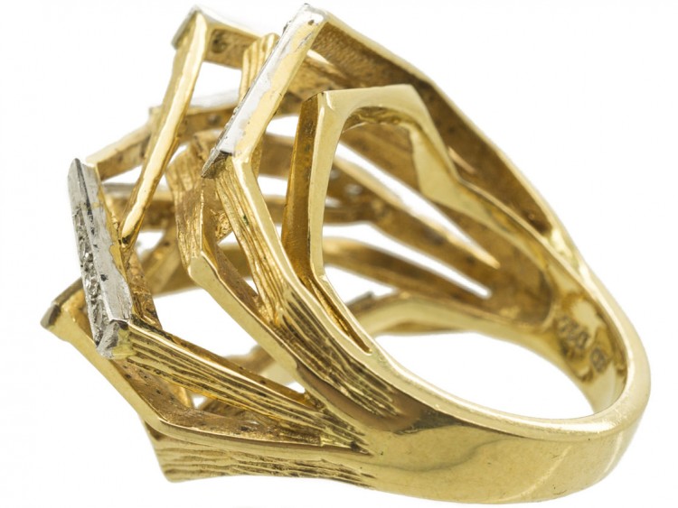 18ct Gold & Diamond 1970s Openwork Ring