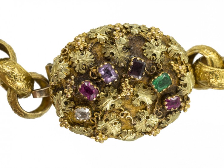 Georgian Three Colour 18ct Gold Locket Bracelet spelling Regard