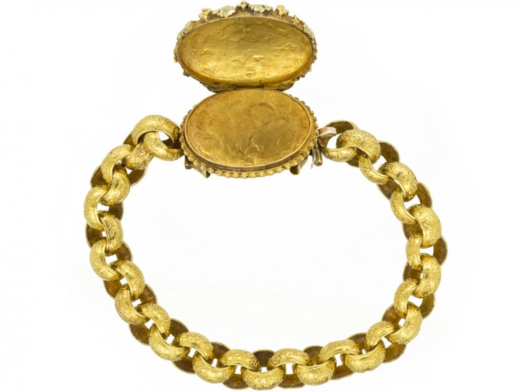 Georgian Three Colour 18ct Gold Locket Bracelet spelling Regard