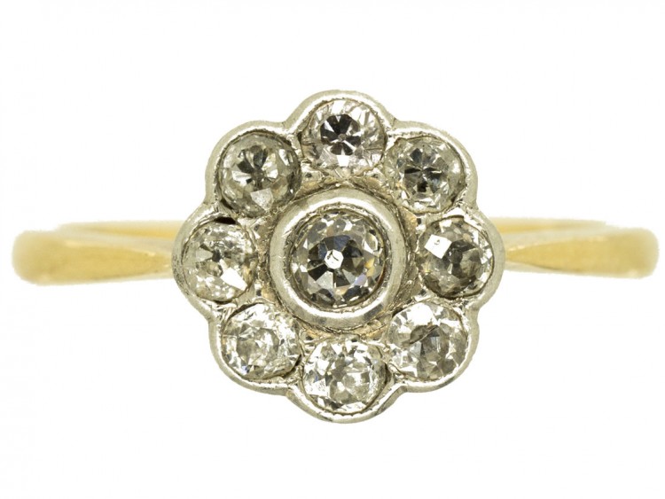 Edwardian Daisy Diamond Cluster Ring
