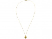 18ct Gold Edwardian Heart Locket set with the Letter M in Diamonds on a Gold Chain
