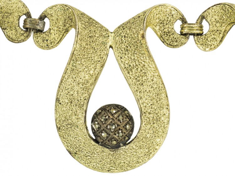 Theodor Farhner Silver Gilt & Marcasite Necklace