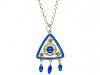 Blue Enemel & Silver Pendant by Marius Hammer on Silver Chain