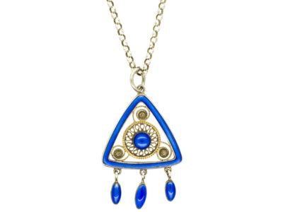 Blue Enemel & Silver Pendant by Marius Hammer on Silver Chain