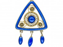 Blue Enemel & Silver Pendant by Marius Hammer on Silver Chain
