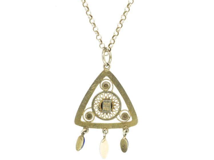 Blue Enemel & Silver Pendant by Marius Hammer on Silver Chain