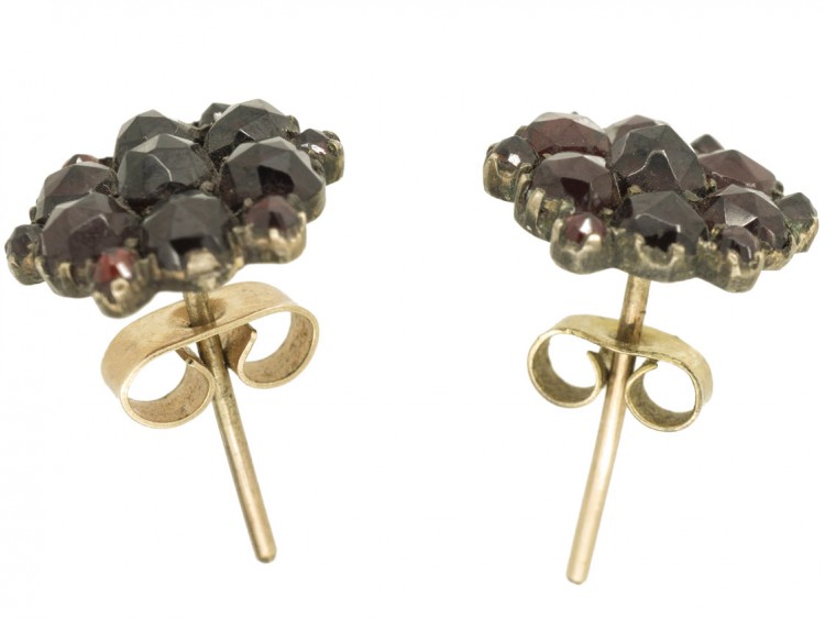 Edwardian Bohemian Garnet Cluster Earrings