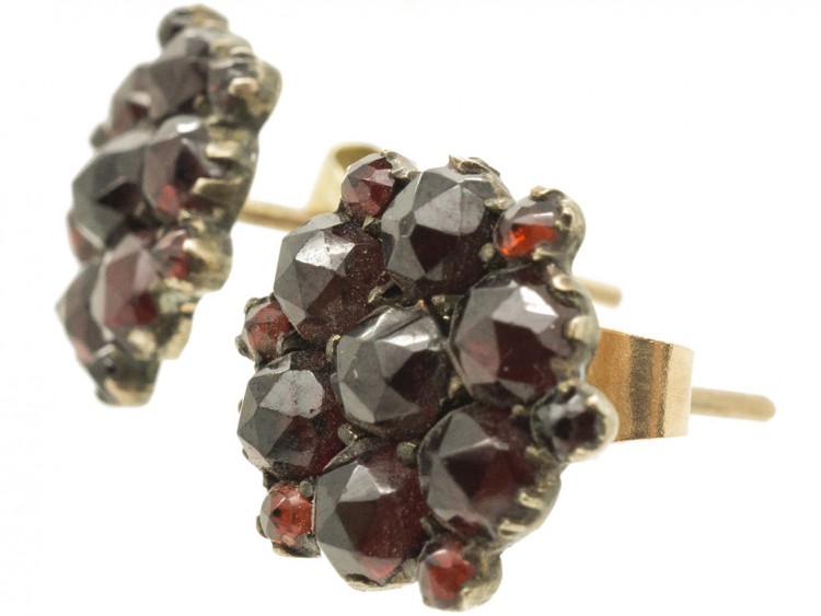 Edwardian Bohemian Garnet Cluster Earrings
