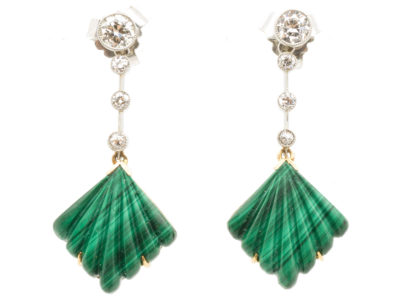 Art Deco Diamond & Malachite Drop Earrings Art Deco Diamond & Malachite Drop Earrings