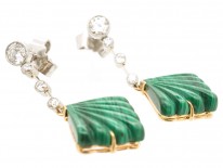 Art Deco Diamond & Malachite Drop Earrings