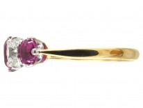 Edwardian 18ct Gold & Platinum Ruby & Diamond Five Stone Ring