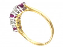 Edwardian 18ct Gold & Platinum Ruby & Diamond Five Stone Ring