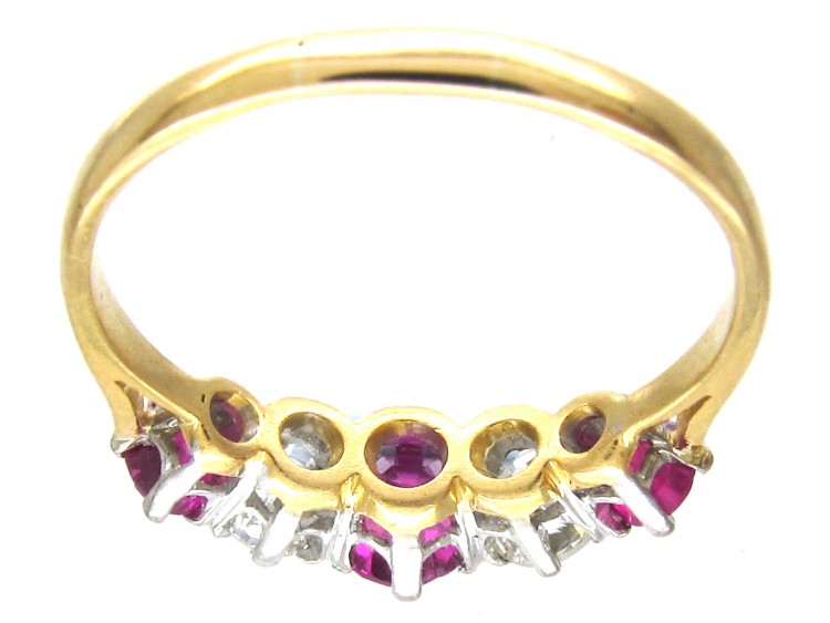 Edwardian 18ct Gold & Platinum Ruby & Diamond Five Stone Ring