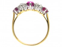 Edwardian 18ct Gold & Platinum Ruby & Diamond Five Stone Ring