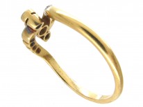 Edwardian 18ct Gold & Platinum Three Stone Diamond Crossover Ring