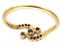 Edwardian 18ct Gold & Platinum Three Stone Diamond Crossover Ring