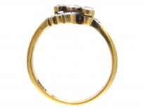 Edwardian 18ct Gold & Platinum Three Stone Diamond Crossover Ring