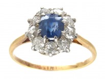 Art Deco Sapphire & Diamond Cluster Ring