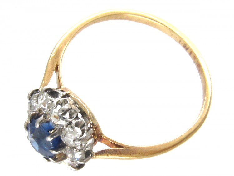 Art Deco Sapphire & Diamond Cluster Ring