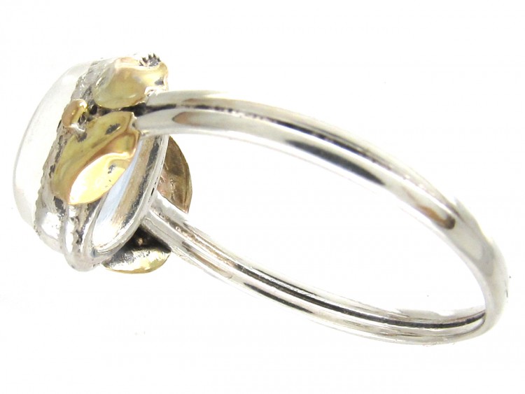 Silver & Gold Arts & Crafts Moonstone Ring