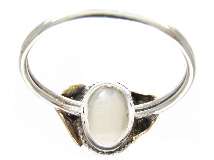 Silver & Gold Arts & Crafts Moonstone Ring