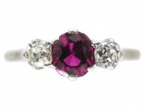Art Deco Ruby & Diamond Three Stone Ring