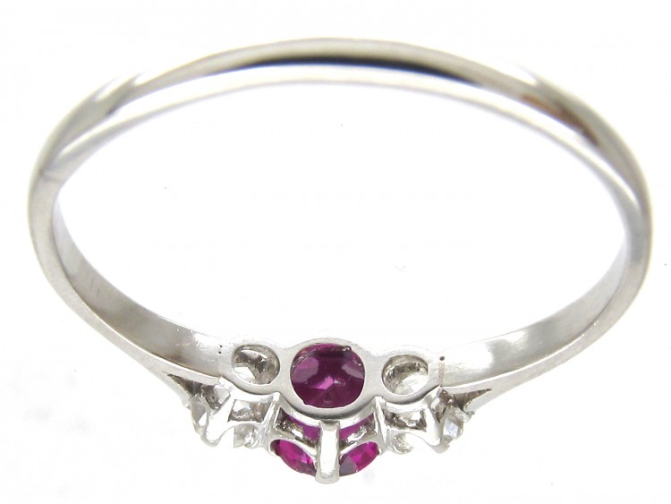 Art Deco Ruby & Diamond Three Stone Ring