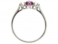 Art Deco Ruby & Diamond Three Stone Ring