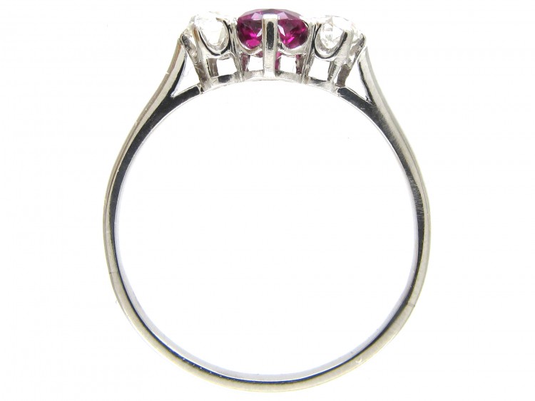 Art Deco Ruby & Diamond Three Stone Ring