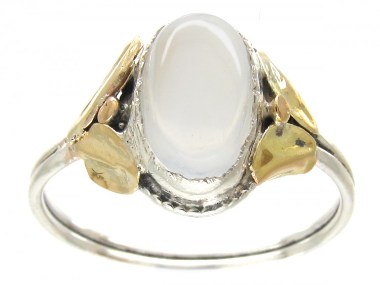 Silver & Gold Arts & Crafts Moonstone Ring
