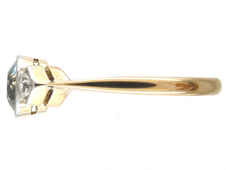 Edwardian 18ct Gold Aquamarine & Diamond Ring