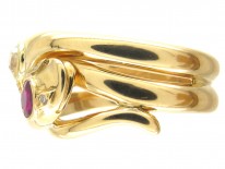 Victorian 18ct Gold Ruby & Diamond Double Snake Ring