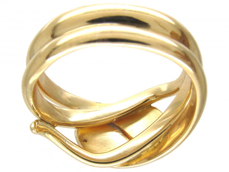 Victorian 18ct Gold Ruby & Diamond Double Snake Ring