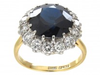 Large Sapphire & Diamond Cluster Ring