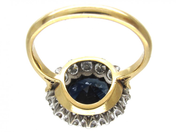 Large Sapphire & Diamond Cluster Ring