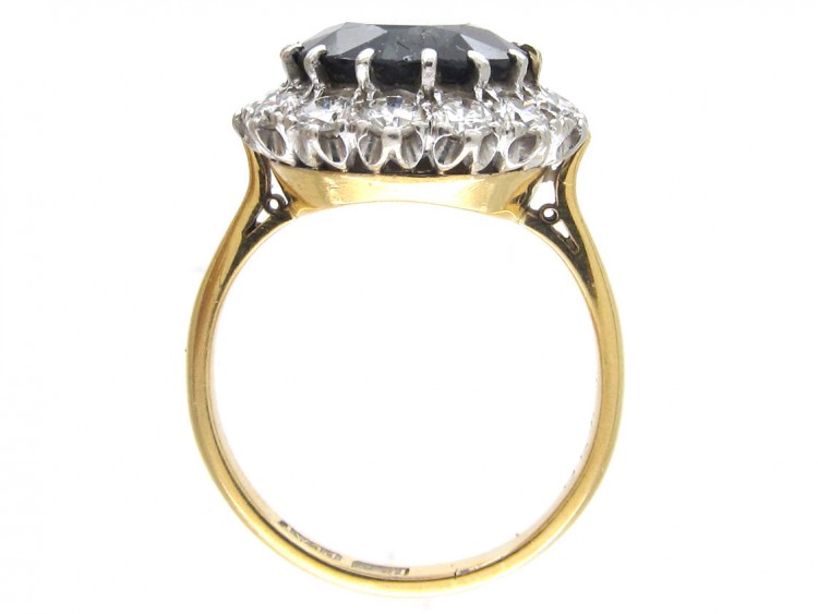Large Sapphire & Diamond Cluster Ring
