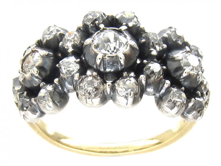 Georgian Diamond Triple Cluster Ring