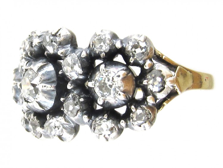Georgian Diamond Triple Cluster Ring