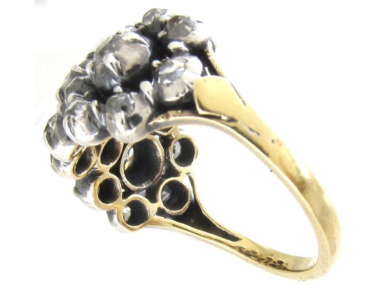 Georgian Diamond Triple Cluster Ring