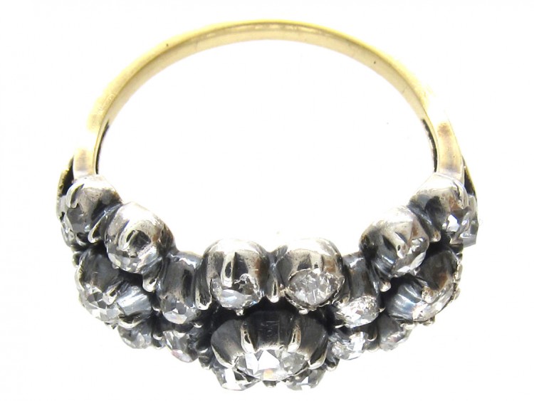 Georgian Diamond Triple Cluster Ring